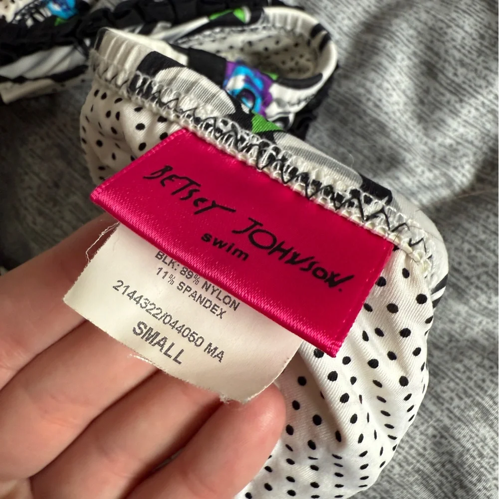 Betsey Johnson Polka Dot Bikini with Black Trim
